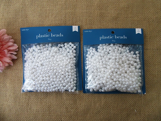 3Packs x 76g Simulate Pearl Beads Jewelry Making 6mm - Click Image to Close