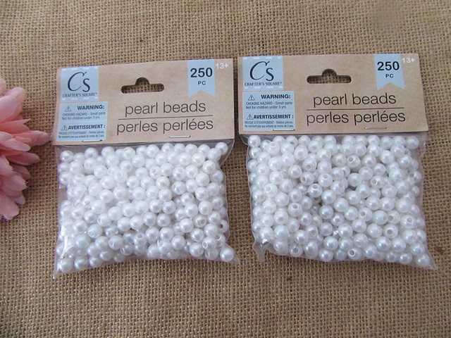 6Sheets x 250Pcs Simulate Pearl Beads Jewelry Making 8mm - Click Image to Close