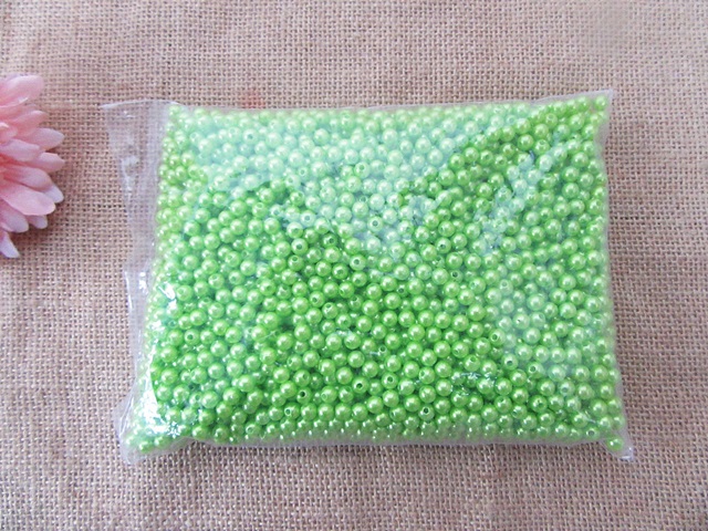 2500 Green Round Simulate Pearl Loose Beads 6mm - Click Image to Close