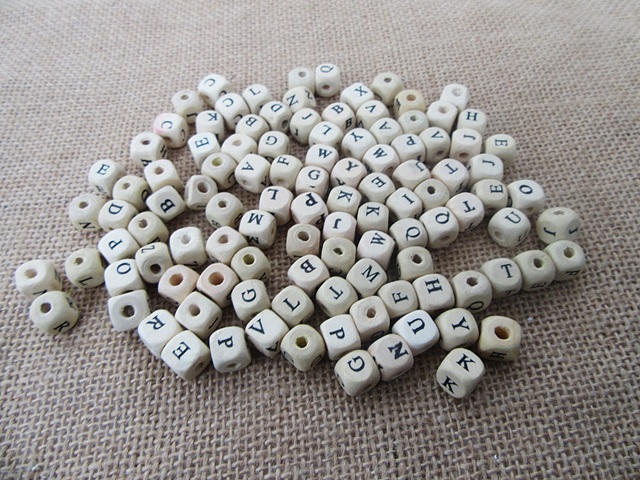 200g (Approx 440Pcs) Wooden Cube Alphabet Letter Beads 10x10mm - Click Image to Close