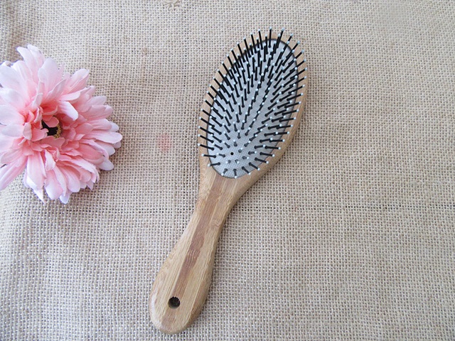 2Pcs Natural Bamboo Oval Hair Brush Air Cushion Comb Scalp Massa - Click Image to Close