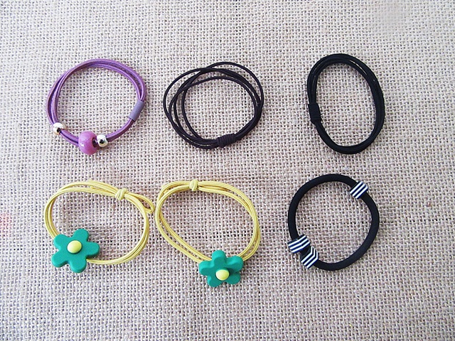 12Packs Elastic Hair Band Ponytail Holders Hair Tie Assorted - Click Image to Close
