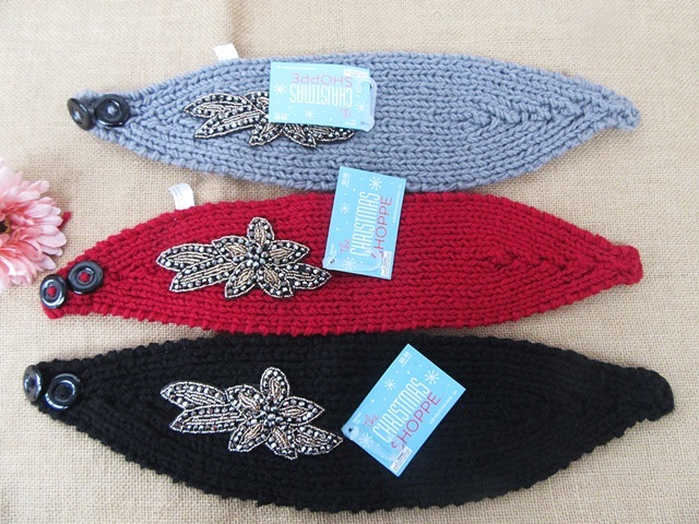 3Pcs Beaded Knitted Headband Winter Crochet Head Wrap Wide 3Pcs Beaded Knitted Headband Winter Crochet Head Wrap Wide