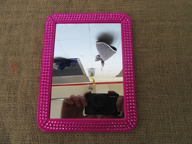 4Pcs Shiny Rhinestone Rectangular Magnetic Mirror Cosmetic Mirro - Click Image to Close