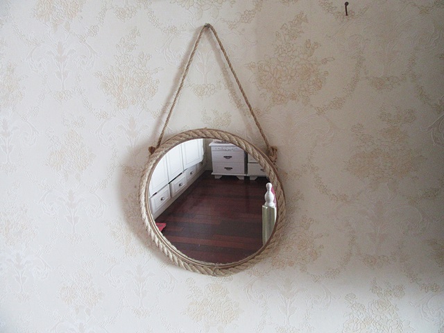4Pcs Round Vintage Rope Mirror with Hanging Rope Loop - Click Image to Close