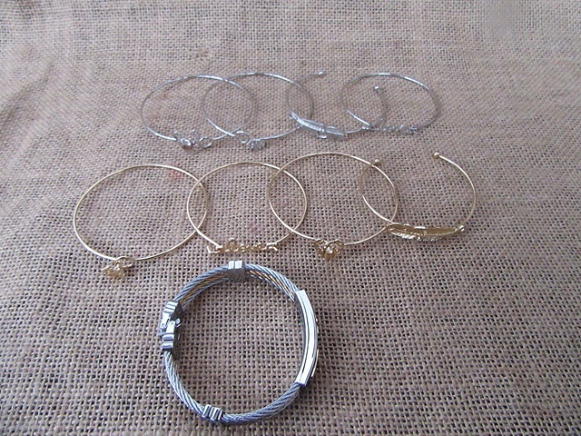 6Packs Metal Bangles Bracelets Women's Jewellery Assorted - Click Image to Close