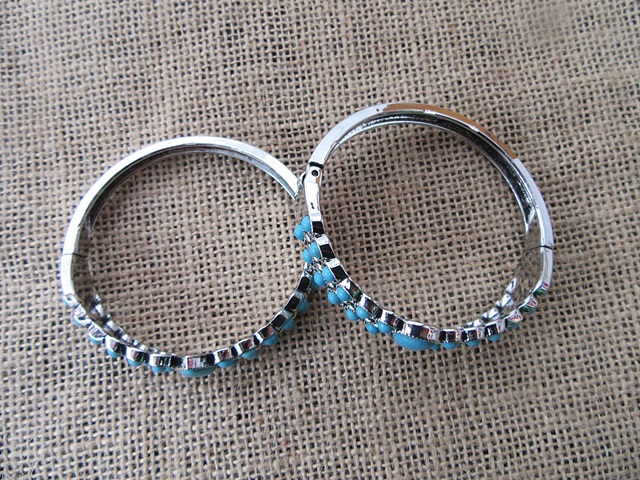 12Pcs Teardrop Round Turquoise Bracelet Bangles Jewellery - Click Image to Close