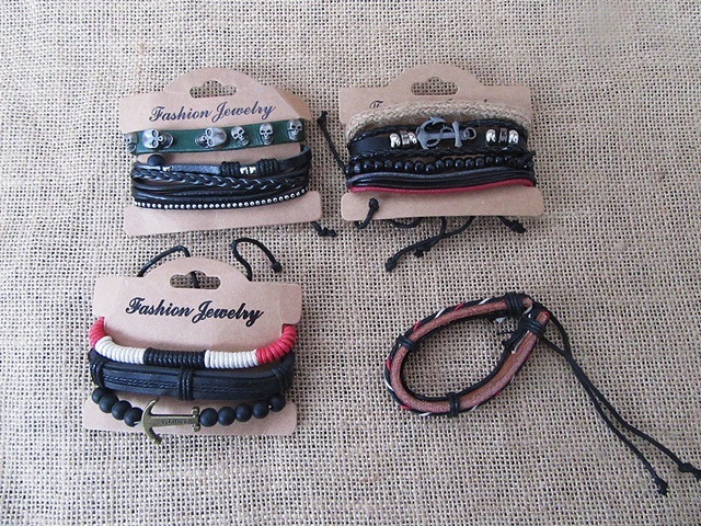 12Sheets Fashion Leather Drawstring Tribe Bracelets Assorted 12Sheets Fashion Leather Drawstring Tribe Bracelets Assorted