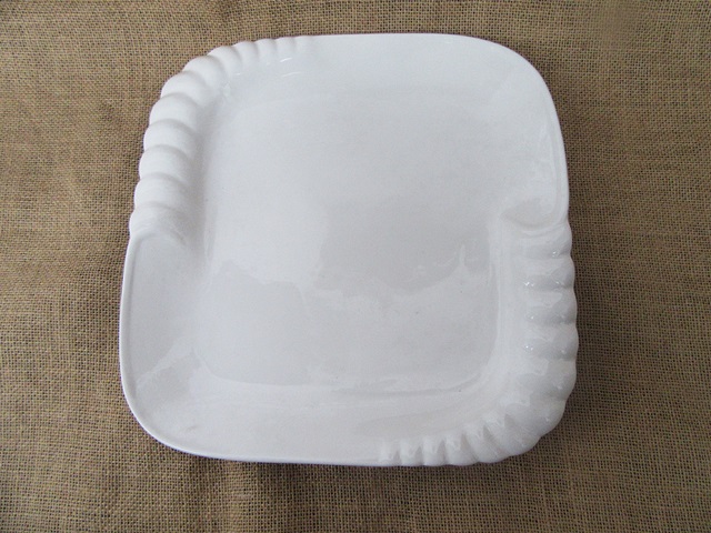 1Pc White Square Ceramic Porcelain Plates Home Kitchen Dining - Click Image to Close