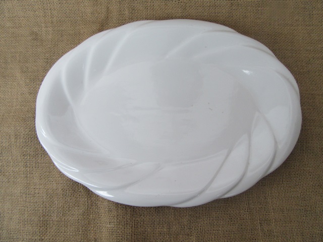 1Pc White Oval Ceramic Porcelain Plates Home Kitchen Dining - Click Image to Close
