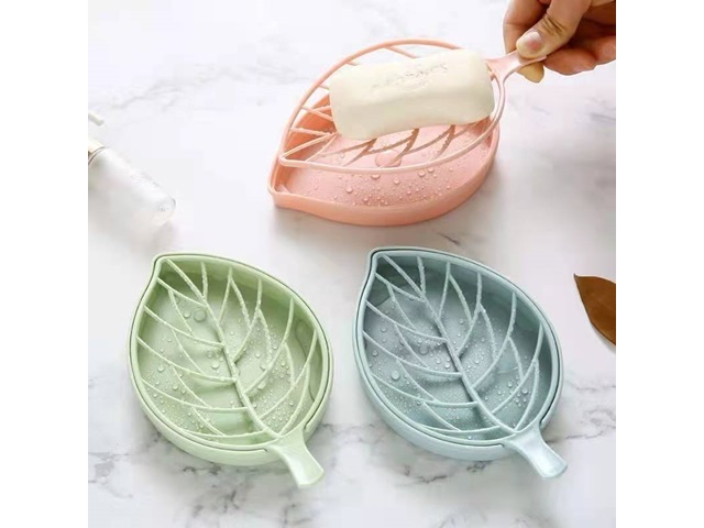 4Pcs Storage Soap Dish Holder Leaf Design Drain Rack Mixed
