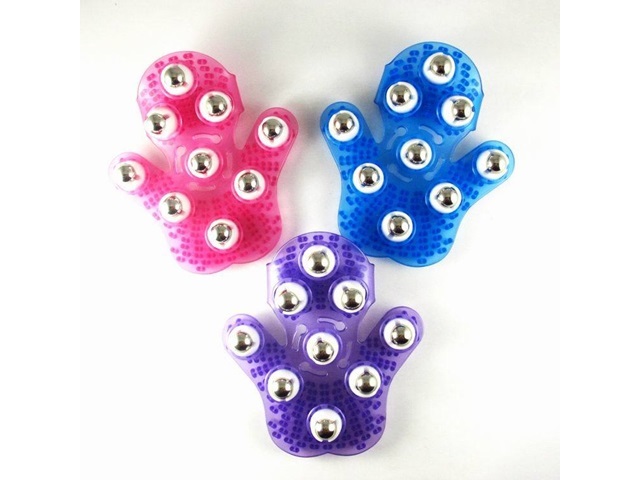 1Pc Palm Shaped 9 Balls Massager Glove Metal Roller