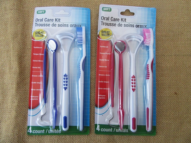6Sheets x 4Pcs Oral Care Kit Toothbrush Tongue Cleaner Dental - Click Image to Close