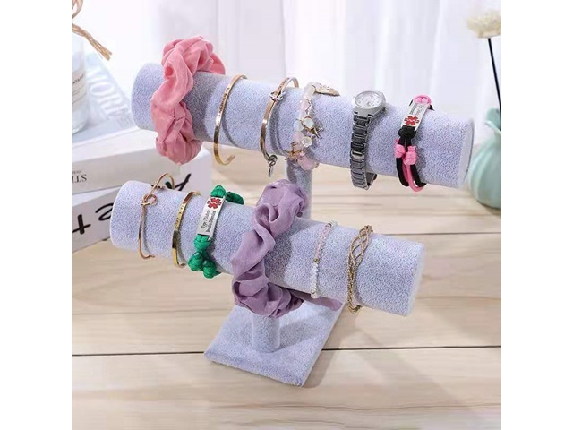 1Pc New Grey Velvet 2-Layer Bracelet Display Racks - Click Image to Close