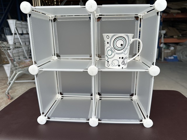 1Set x 4 Compartment White Stacking Cube Organizer Storage Rack - Click Image to Close