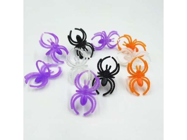 6Packs x 50Pcs Spiders Halloween Ring Props Toy Party Favor - Click Image to Close