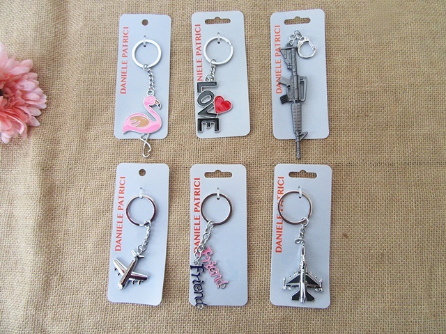 12Pcs Alloy Zinc Key Rings Charm Key Rings Assorted - Click Image to Close