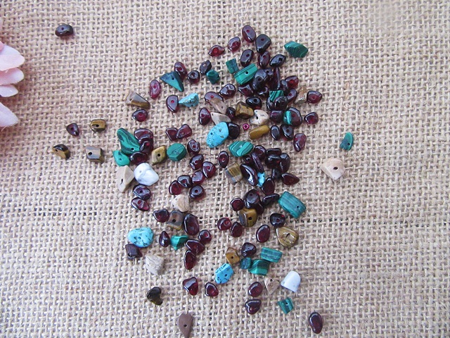 250g Loose Stone Dyed Gemstone Chips with Hole Assorted - Click Image to Close