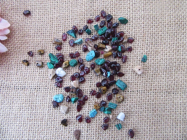 250g Loose Stone Dyed Gemstone Chips with Hole Assorted 250g Loose Stone Dyed Gemstone Chips with Hole Assorted