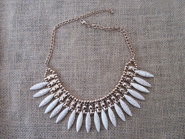 1Pc White Stone Fringe Beaded Collar Necklace 1Pc White Stone Fringe Beaded Collar Necklace