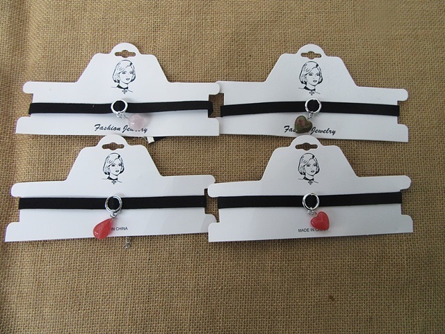 6Pcs Necklaces Choker with Gemstone Pendant Assorted 6Pcs Necklaces Choker with Gemstone Pendant Assorted