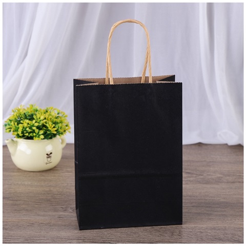48 Bulk Kraft Paper Gift Carry Shopping Bag 27x21x11cm Black - Click Image to Close