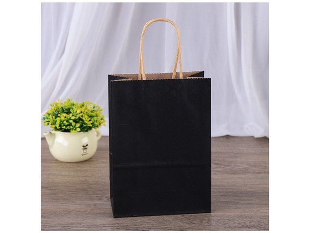 48 Bulk Kraft Paper Gift Carry Shopping Bag 27x21x11cm Black
