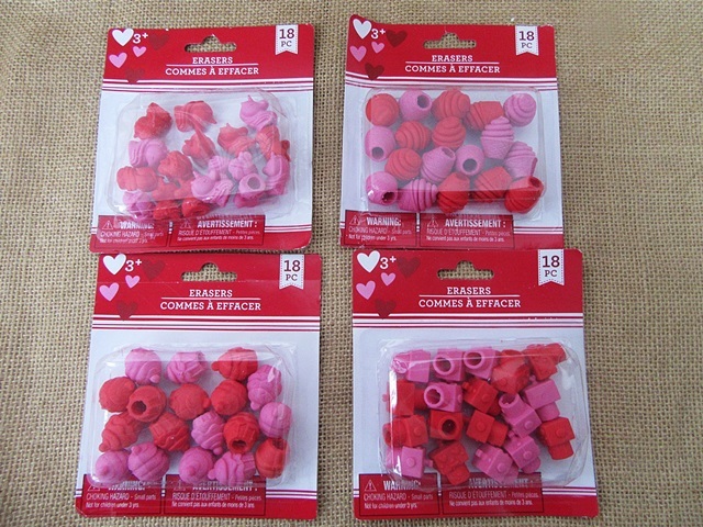 6Sheets x 18Pcs Eraser Caps Top Pencil Eraser Robot Cupcake Unic