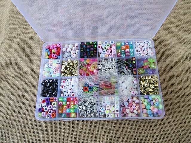 1Pack Alphabet Letter Beads w/String Weave Bracelet Necklace DIY