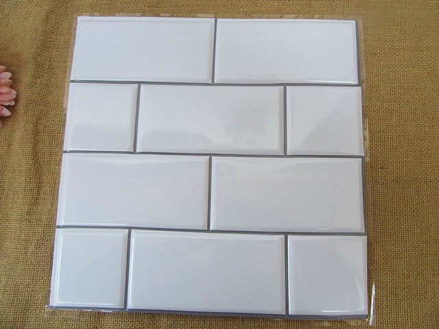 5Pcs White Self-Adhesive Wall Tile Sticker Brick Wall Sticker - Click Image to Close