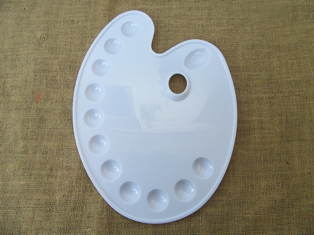 12Pcs White Large Kidney-Shaped Palette 2 Designs - Click Image to Close