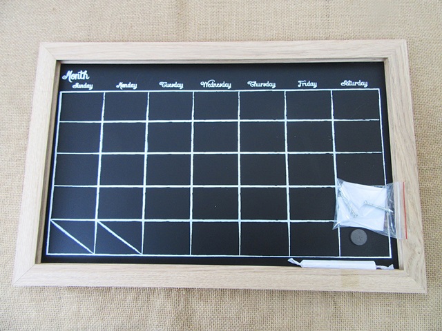 12Sets Wooden Frame Blackboard Chalkboard Calendar Monthly Plann - Click Image to Close