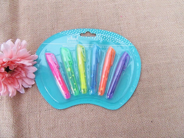6Sheets x 6Pcs Colorful Fragrant Text Marker Stationery Office U 6Sheets x 6Pcs Colorful Fragrant Text Marker Stationery Office U