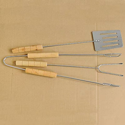 3Sets x 3Pcs Wooden Handle BBQ Tool Set Stick Clip Spatula - Click Image to Close