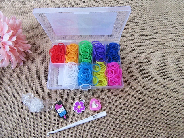 6Sets Loom Bands Kit Rubber Bands Clips DIY Bracelet Making - Click Image to Close