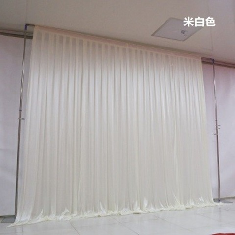 1X Ivory Silk Cloth Wedding Party Backdrop Curtain Drapes - Click Image to Close