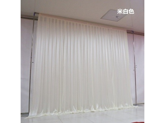 1X Ivory Silk Cloth Wedding Party Backdrop Curtain Drapes - Click Image to Close