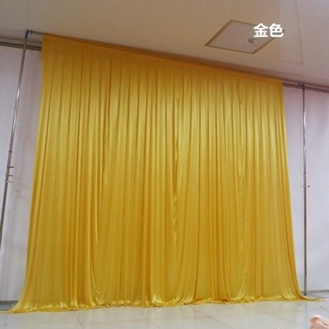 1X Golden Silk Cloth Wedding Party Backdrop Curtain Drapes - Click Image to Close