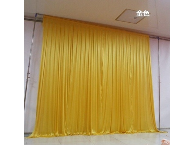 1X Golden Silk Cloth Wedding Party Backdrop Curtain Drapes - Click Image to Close