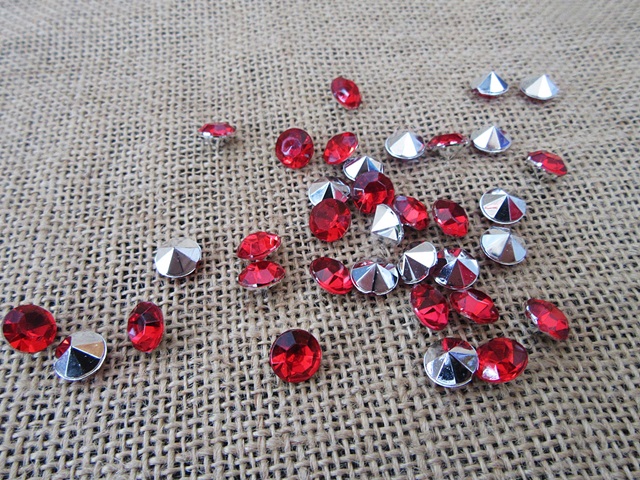 320Pcs Diamond Confetti 10mm Wedding Party Table Scatter - Red - Click Image to Close