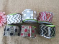 6Rolls Hemp Burlap Ribbon Rope Craft Gift Package 38mm Wide