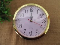 2Pcs Golden Frame White Clock Face with Movement Plain Number In
