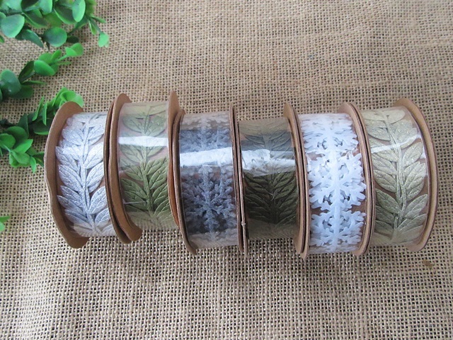 6Rolls X 1Meters Leaf Trim Ribbon For Craft Scrapbooking Decor 6Rolls X 1Meters Leaf Trim Ribbon For Craft Scrapbooking Decor