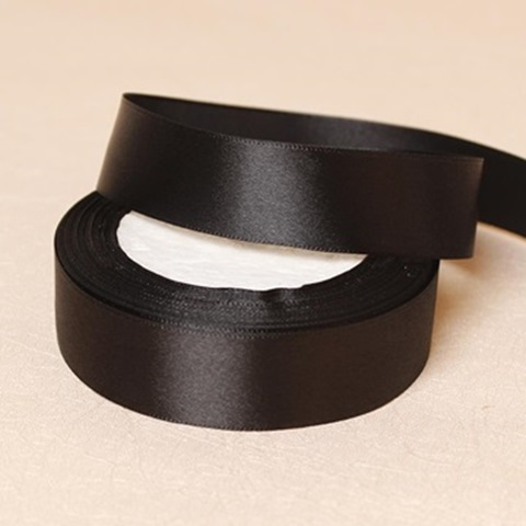 5Rolls X 25Yards Black Satin Ribbon 25mm - Click Image to Close