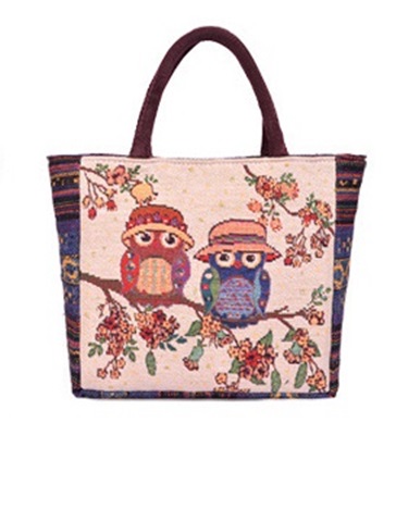 1X New Stylish Lover Owl Design Handbag Hippie Hand Bag - Click Image to Close