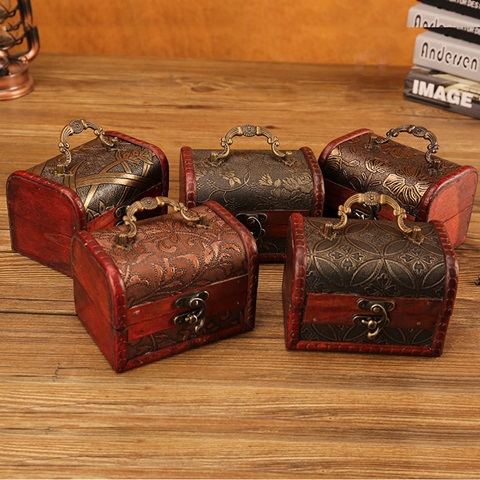 2Pcs Vintage Design Wooden Jewelry Box Gift Box Assorted - Click Image to Close