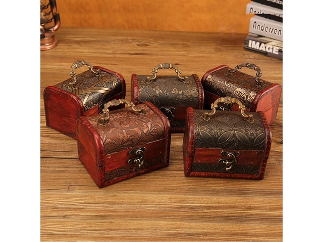 2Pcs Vintage Design Wooden Jewelry Box Gift Box Assorted