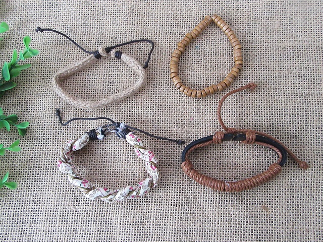 12Sheets x 4Pcs Drawstring Bracelet Wristband Fashion Jewellery - Click Image to Close