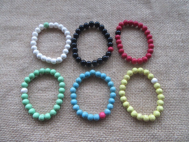 3Set x 2Pcs New Stone Beaded Bracelet Elastic Bracelets