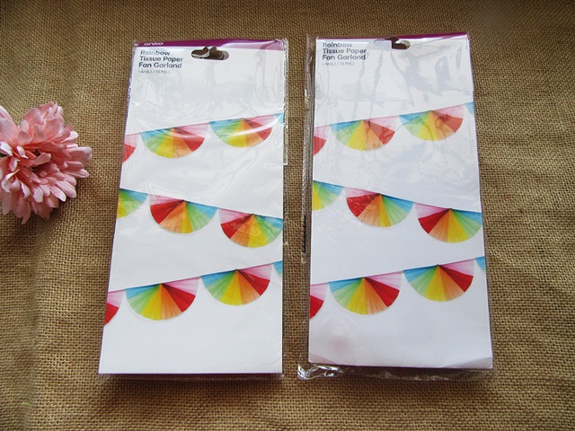 4Packs Rainbow Tissue Paper Hanging Fan Garland Wedding Party - Click Image to Close